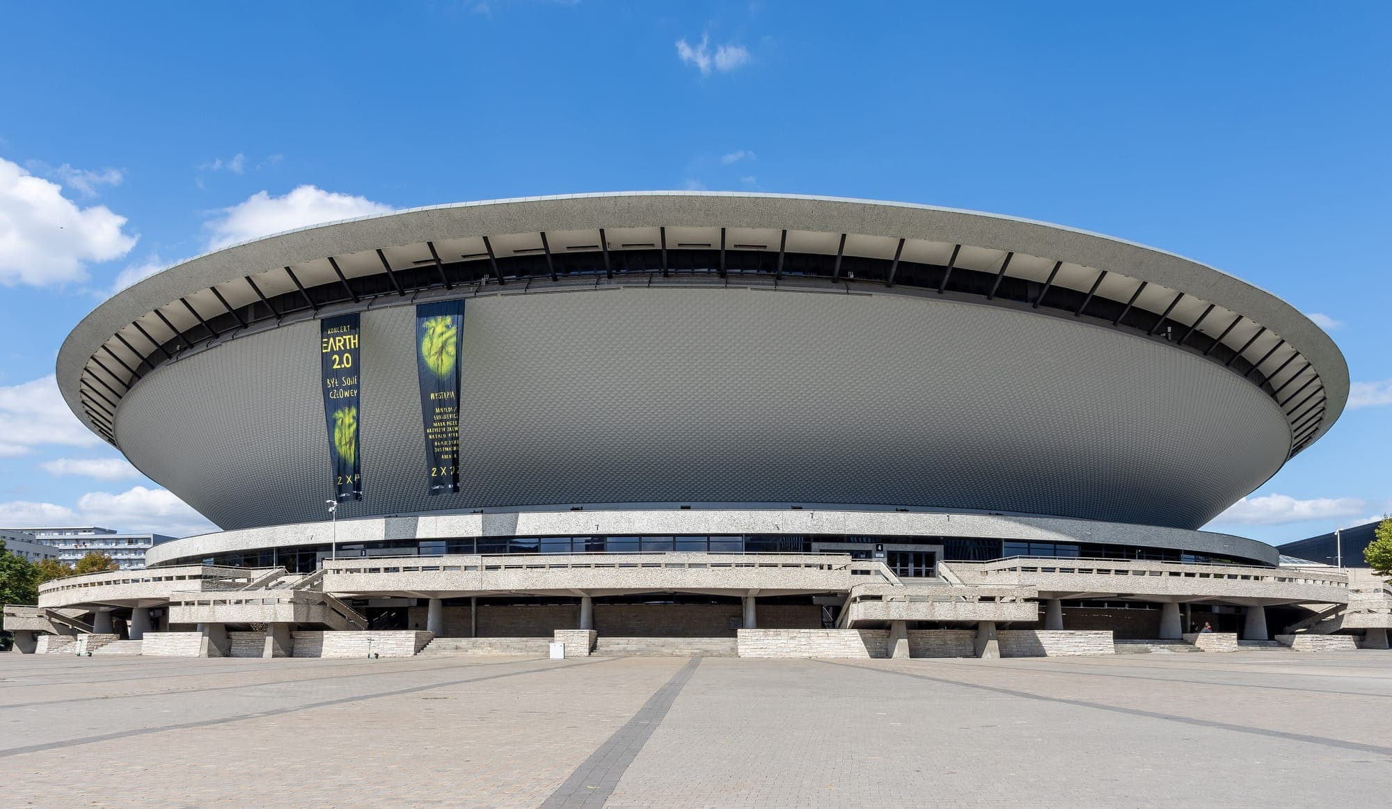 The Spodek arena in Katowice, shaped like a flying saucer