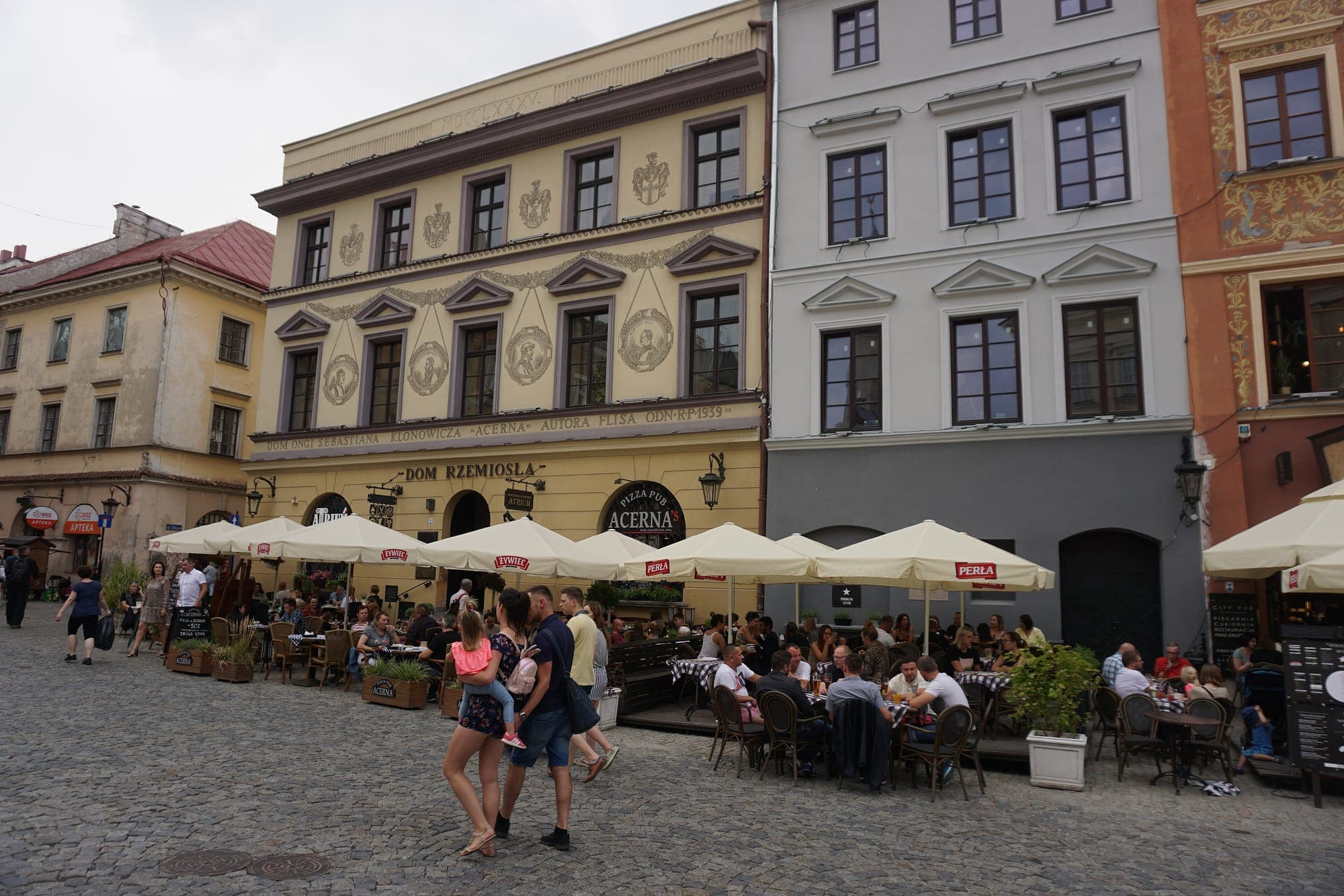 Café terraces and Renaissance façades in Lublin's Old Town
